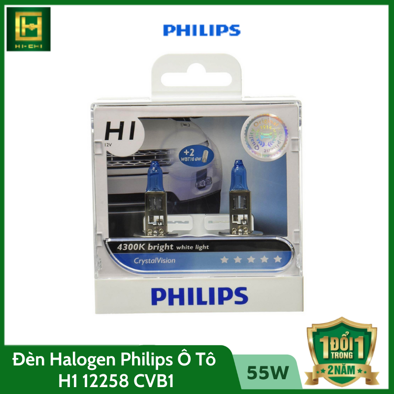 Đèn xe hơi/ xe ô tô Halogen Philips CRYSTAL VISION H1 12258 CVB1 55W